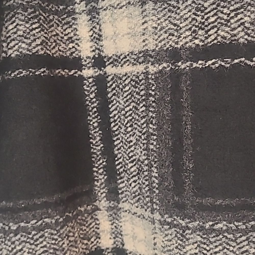 Gap Puff Sleeve Cropped Wool Shirt Jacket Black White Plaid Size L - Picture 10 of 15
